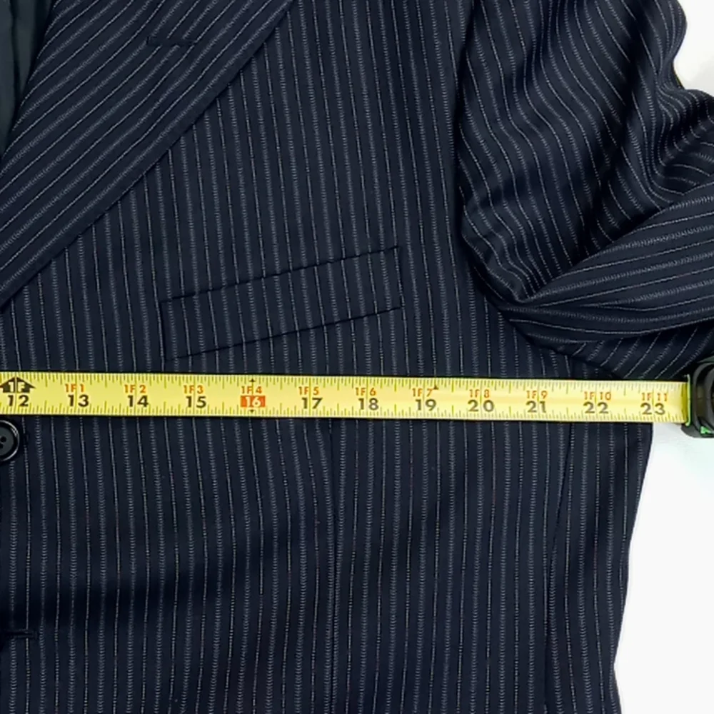 Sergio Valentino Platinum Collection Super 150's Men Navy Pinstripe Suit Jacket
